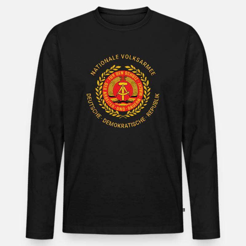 DDR NVA Nationale Volksarmee Ossi Geschenkidee - Männer Premium Bio Langarmshirt - Schwarz