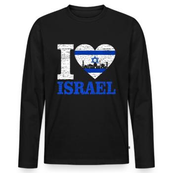 Israel - Men's Premium Organic Long Sleeve Shirt - black - Front - Nico (187cm)