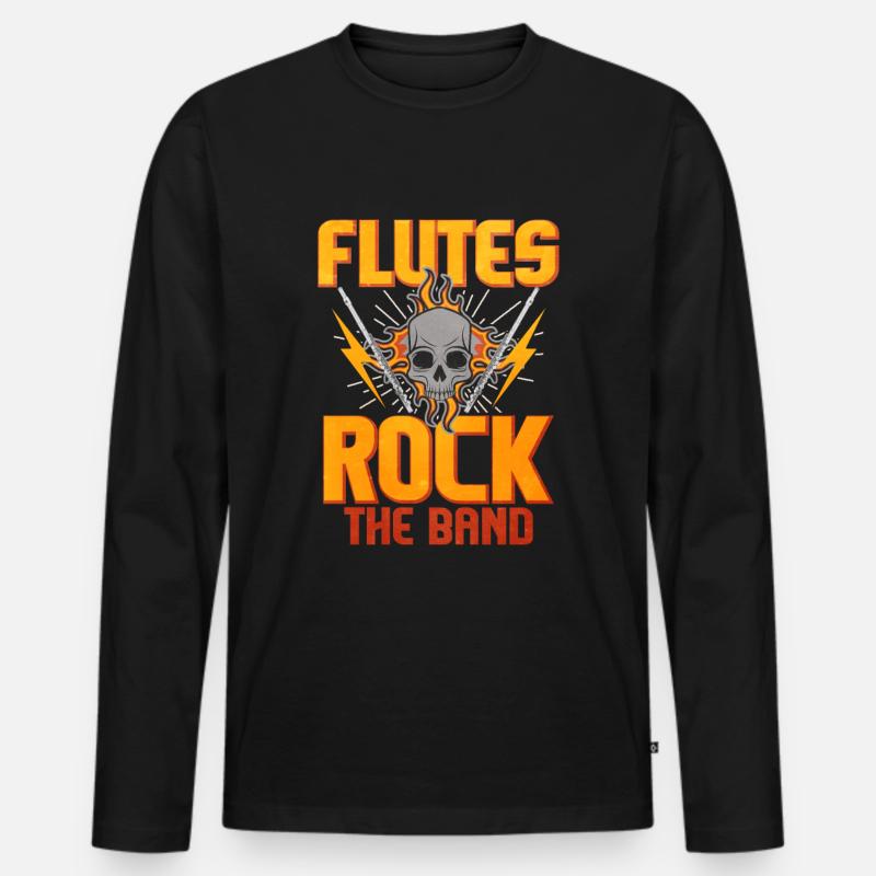 Flöte - Männer Premium Bio Langarmshirt - Schwarz