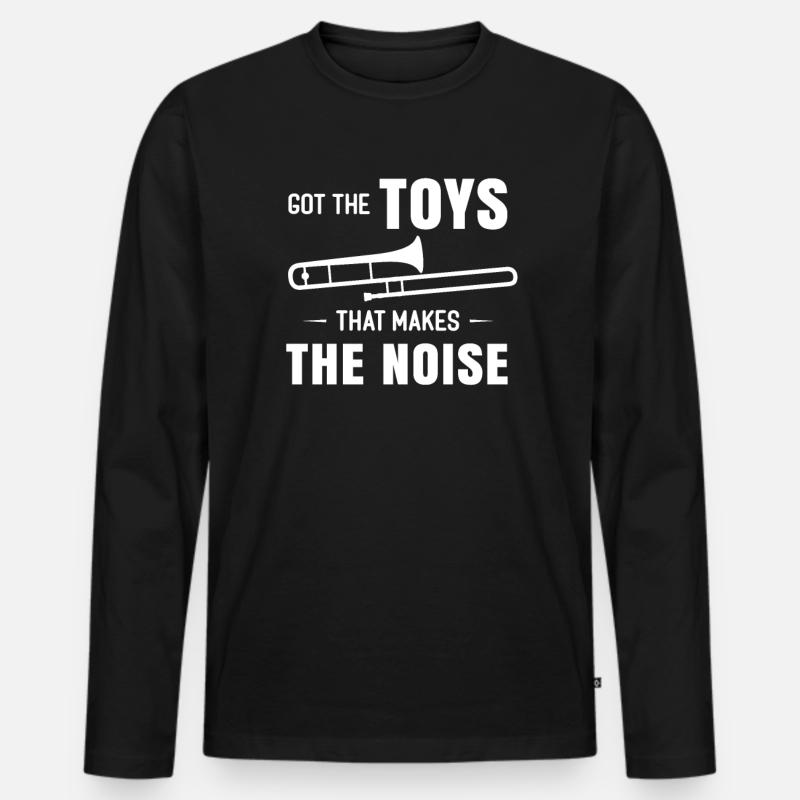 Posaune Trombone - Männer Premium Bio Langarmshirt - Schwarz