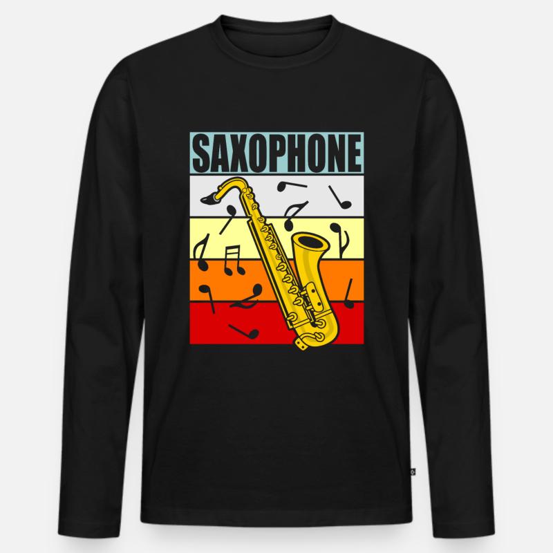 Saxophon - Männer Premium Bio Langarmshirt - Schwarz