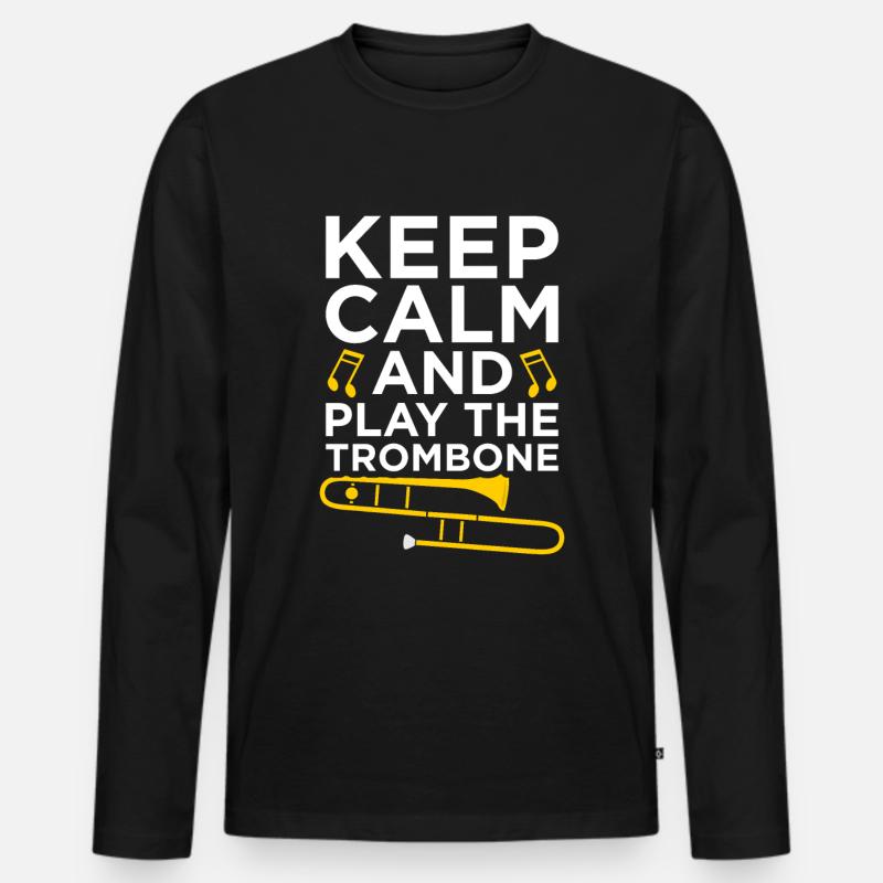 Posaune Trombone - Männer Premium Bio Langarmshirt - Schwarz