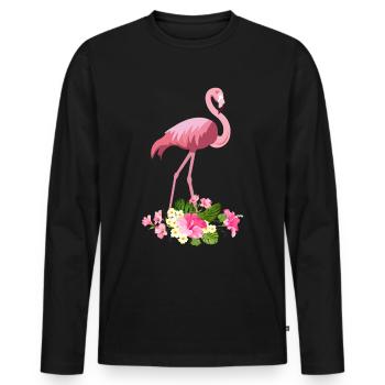Flamingo - T-shirt manches longues Premium bio Homme - noir - Devant - Nico (187cm)
