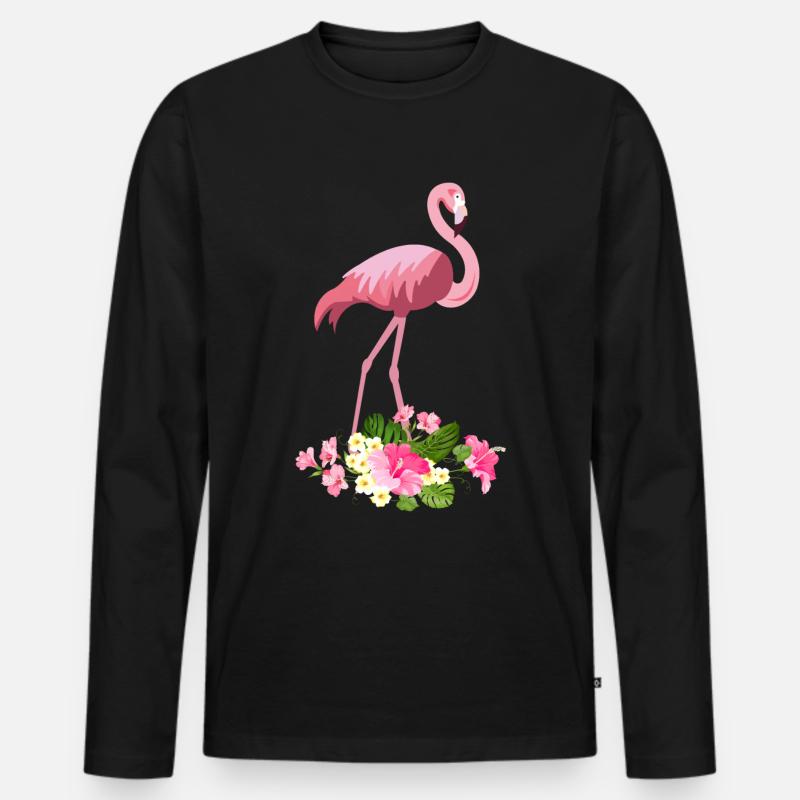 Flamingo - Männer Premium Bio Langarmshirt - Schwarz