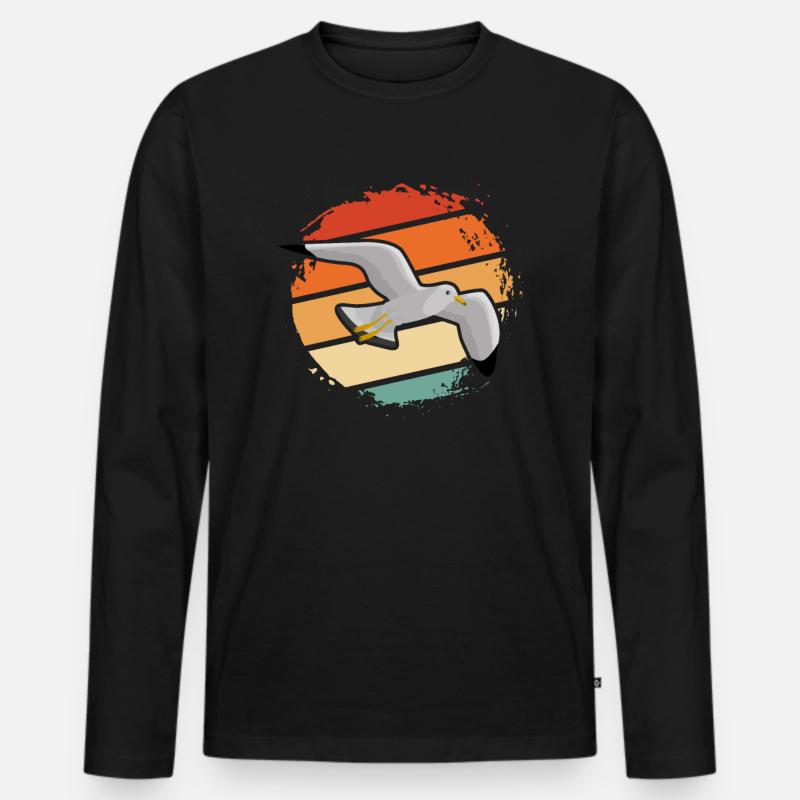 Möwe - Männer Premium Bio Langarmshirt - Schwarz