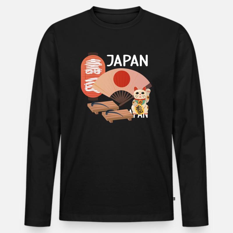 Japan - Männer Premium Bio Langarmshirt - Schwarz