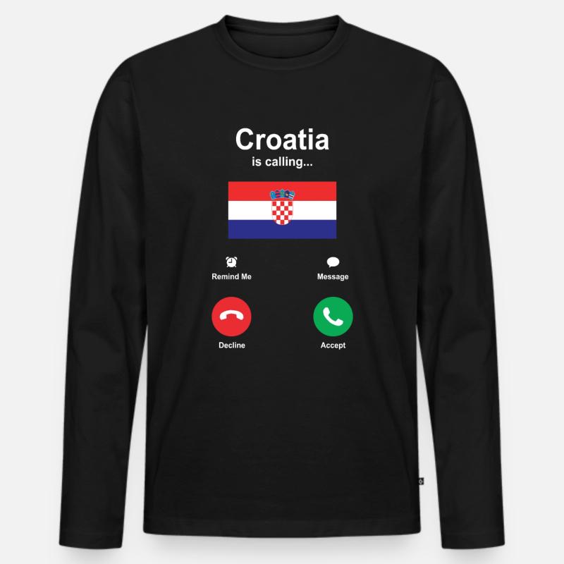 Kroatien - Männer Premium Bio Langarmshirt - Schwarz