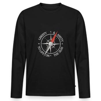 Wind rose compass captain - Men's Premium Organic Long Sleeve Shirt - black - Front - Nico (187cm)