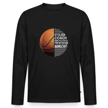 stolzer Basketball Trainer Basketballtrainer - Männer Premium Bio Langarmshirt - Schwarz - Vorne - Nico (187cm)
