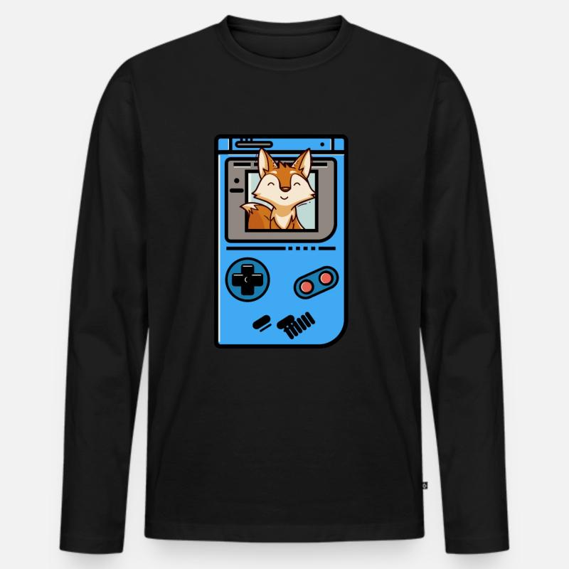 Fuchs - Männer Premium Bio Langarmshirt - Schwarz