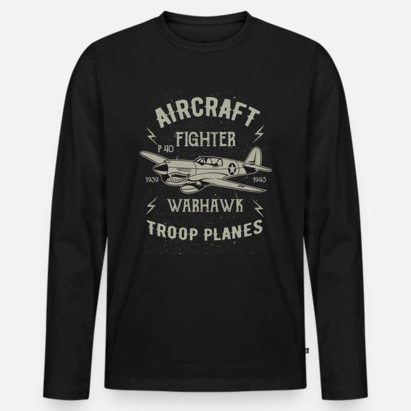 Flugzeug - Männer Premium Bio Langarmshirt - Schwarz