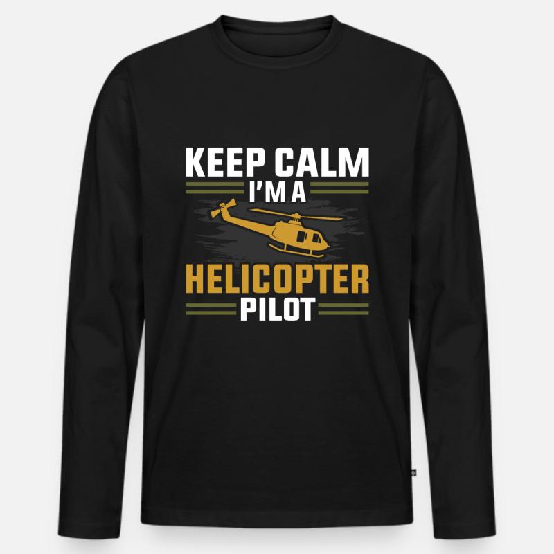 Helikopter - Männer Premium Bio Langarmshirt - Schwarz