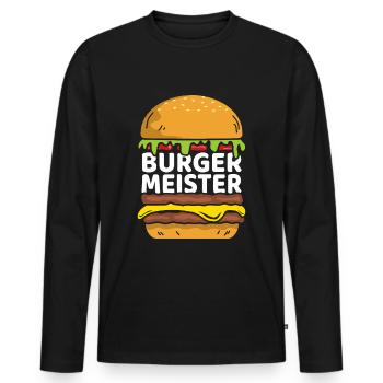 Burger - Männer Premium Bio Langarmshirt - Schwarz - Vorne - Nico (187cm)