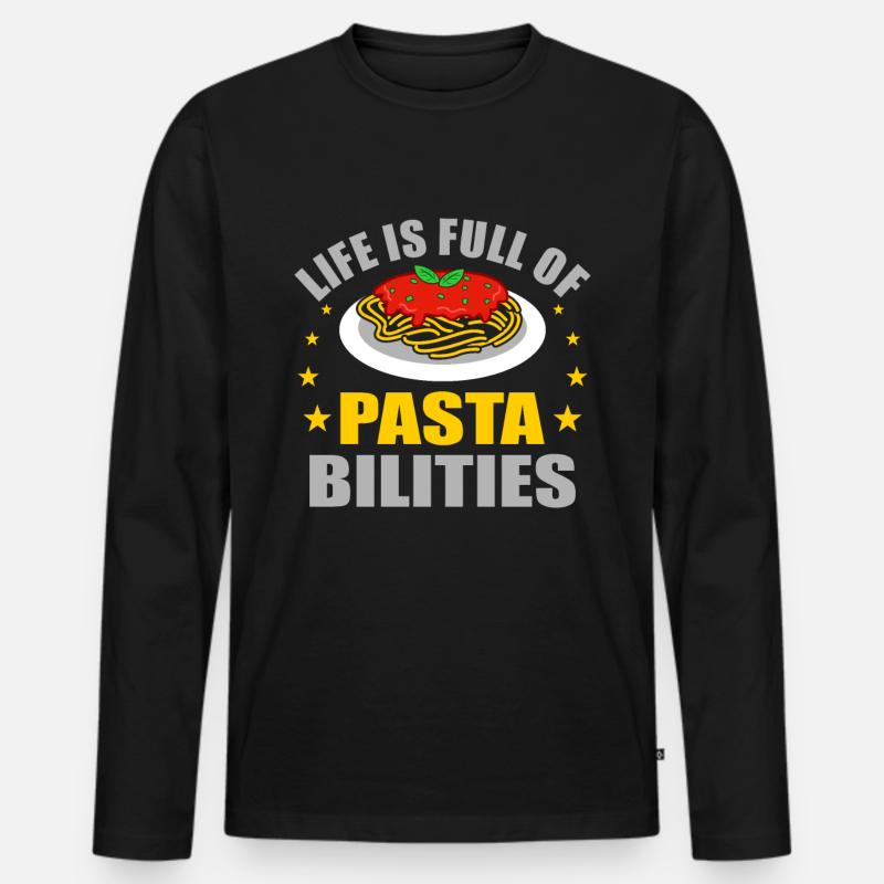 Pasta - Männer Premium Bio Langarmshirt - Schwarz