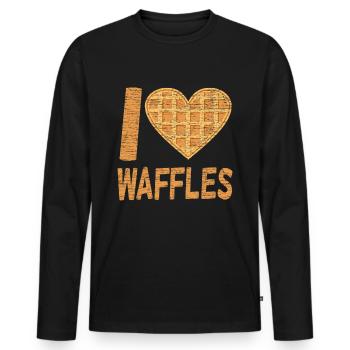 Waffelfrühstück Lieblingslebensmittel Geschenkidee - Männer Premium Bio Langarmshirt - Schwarz - Vorne - Nico (187cm)