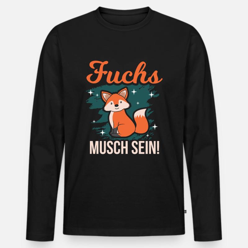Fuchs - Männer Premium Bio Langarmshirt - Schwarz