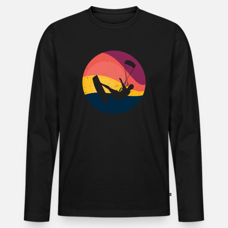 Kite Kiteboarding Kitesurfer Kiteboard Geschenk - Männer Premium Bio Langarmshirt - Schwarz