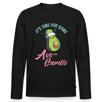 It's time for some Avo-cardio Fitness Avocado - Männer Premium Bio Langarmshirt - Schwarz - Vorne - Nico (187cm)