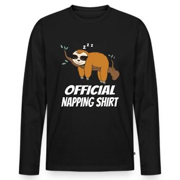 Faultier Schlafshirt Pyjama Schlafanzug Nachthemd - Männer Premium Bio Langarmshirt - Schwarz - Vorne - Nico (187cm)