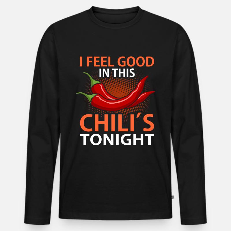 Chili Pfeffer - Männer Premium Bio Langarmshirt - Schwarz