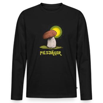 Pilzsammler Steinpilz Fliegenpilz Pilz Geschenk - Männer Premium Bio Langarmshirt - Schwarz - Vorne - Nico (187cm)