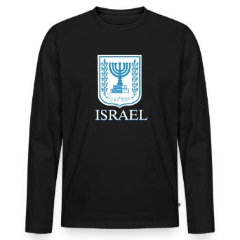 Israel IDF Mossad Menorah Tel Aviv Gift - Men's Premium Organic Long Sleeve Shirt - black - Front - Nico (187cm)