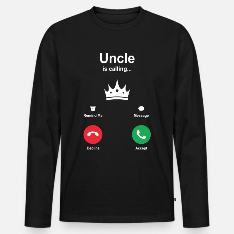 Onkel - Männer Premium Bio Langarmshirt - Schwarz