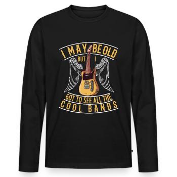 Ich bin alt aber habe alle coolen Bands gesehen - Männer Premium Bio Langarmshirt - Schwarz - Vorne - Nico (187cm)