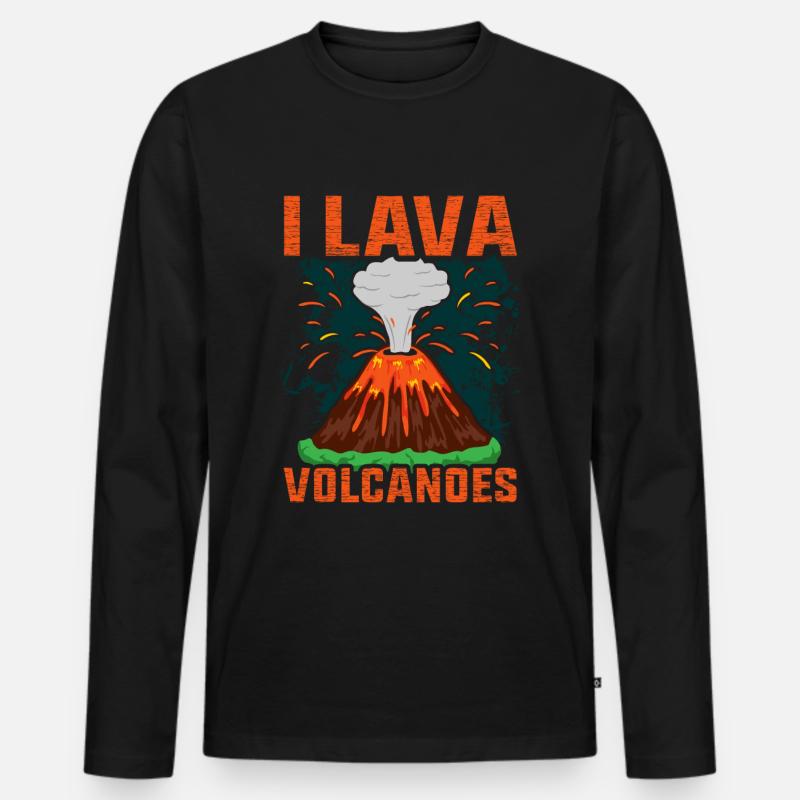 Vulkan - Männer Premium Bio Langarmshirt - Schwarz