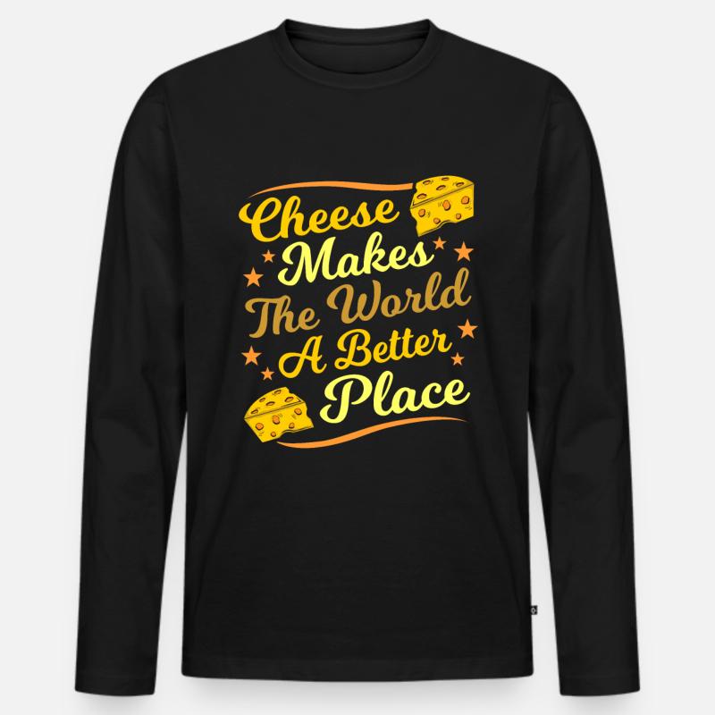 Käse - Männer Premium Bio Langarmshirt - Schwarz