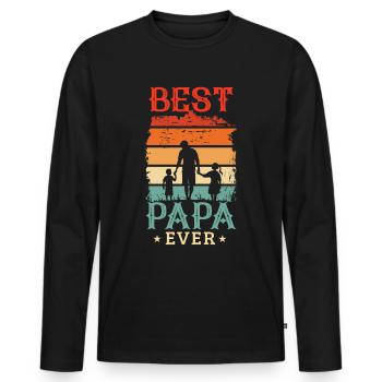 Papa papa - T-shirt manches longues Premium bio Homme - noir - Devant - Nico (187cm)