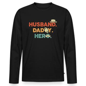 Papa papa - T-shirt manches longues Premium bio Homme - noir - Devant - Nico (187cm)