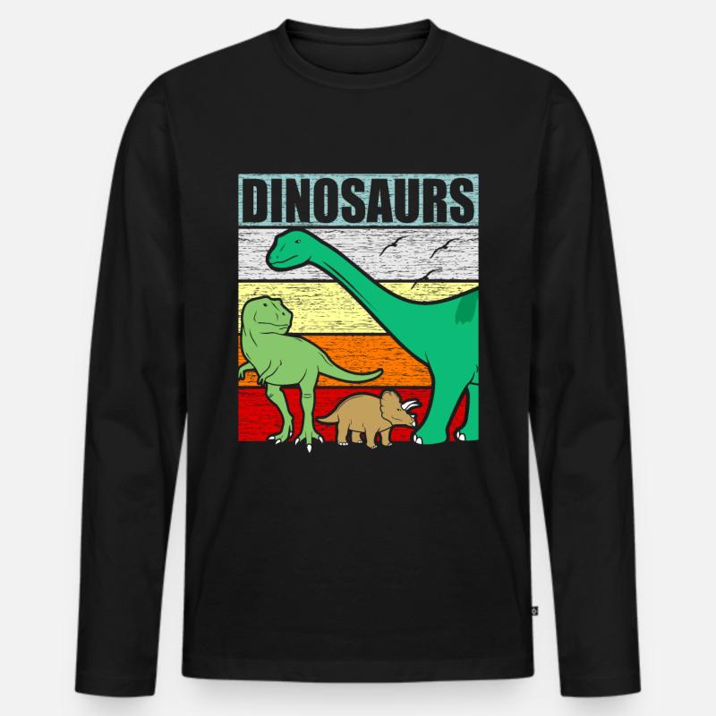 Dinosaurier - Männer Premium Bio Langarmshirt - Schwarz