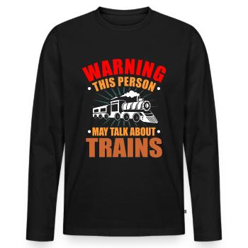 train - Men's Premium Organic Long Sleeve Shirt - black - Front - Nico (187cm)