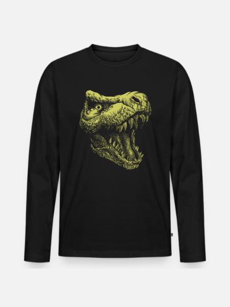 Dinosaurier Geschenkidee Dino Liebhaber - Männer Premium Bio Langarmshirt - Schwarz