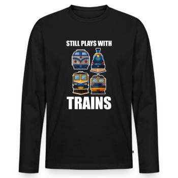 train - T-shirt manches longues Premium bio Homme - noir - Devant - Nico (187cm)