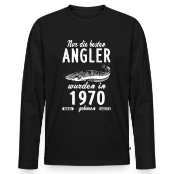 Angler Geschenk für Fischer 50. Geburtstag Angeln - Männer Premium Bio Langarmshirt - Schwarz - Vorne - Nico (187cm)