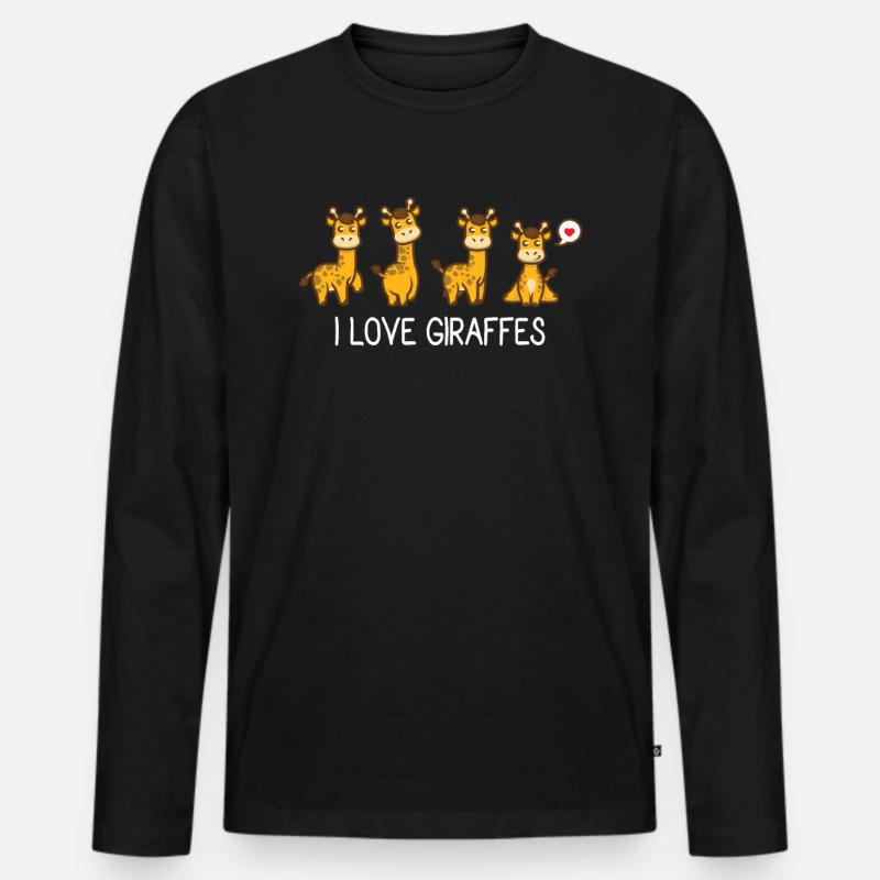 Giraffe - Männer Premium Bio Langarmshirt - Schwarz