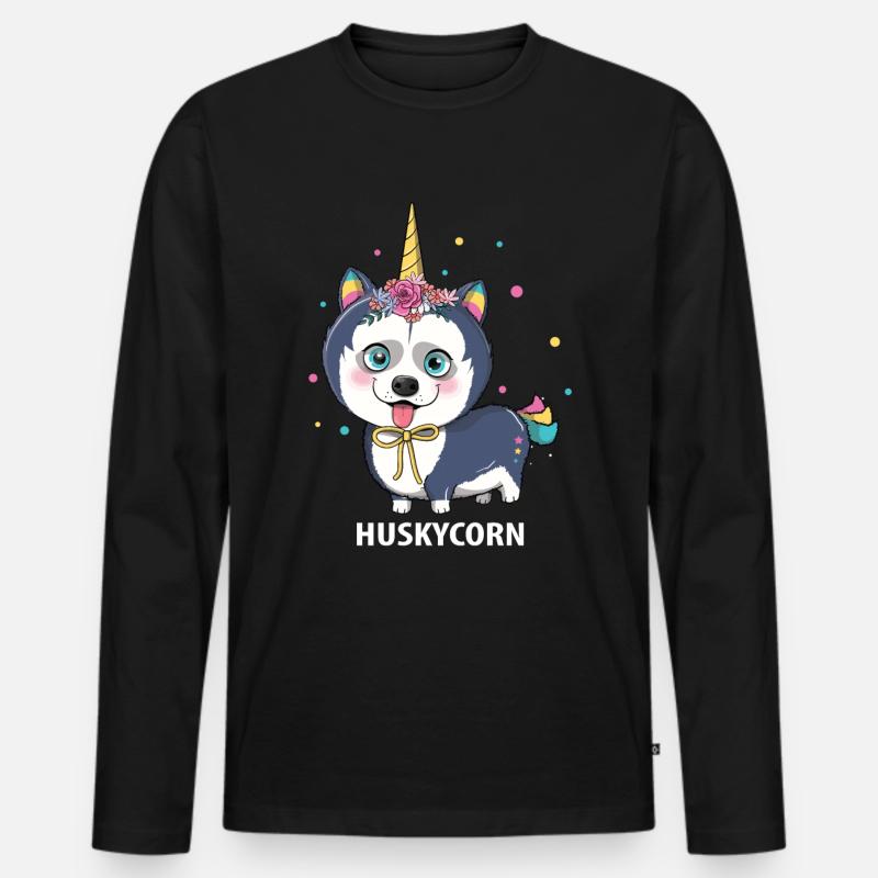 Husky Schlittenhunde - Männer Premium Bio Langarmshirt - Schwarz