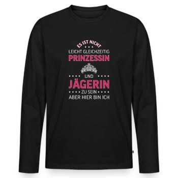 Jägerin Jagd Jagen Prinzessin Geschenk - Männer Premium Bio Langarmshirt - Schwarz - Vorne - Nico (187cm)