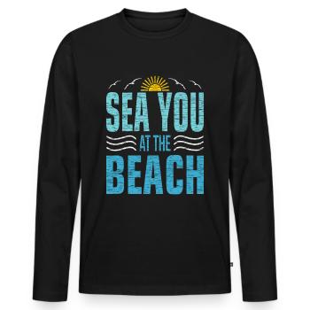 mer - T-shirt manches longues Premium bio Homme - noir - Devant - Nico (187cm)