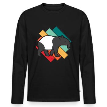 Tapir - Männer Premium Bio Langarmshirt - Schwarz - Vorne - Nico (187cm)