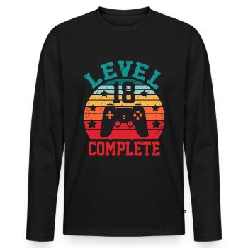 18. Geburtstag - Männer Premium Bio Langarmshirt - Schwarz - Vorne - Nico (187cm)