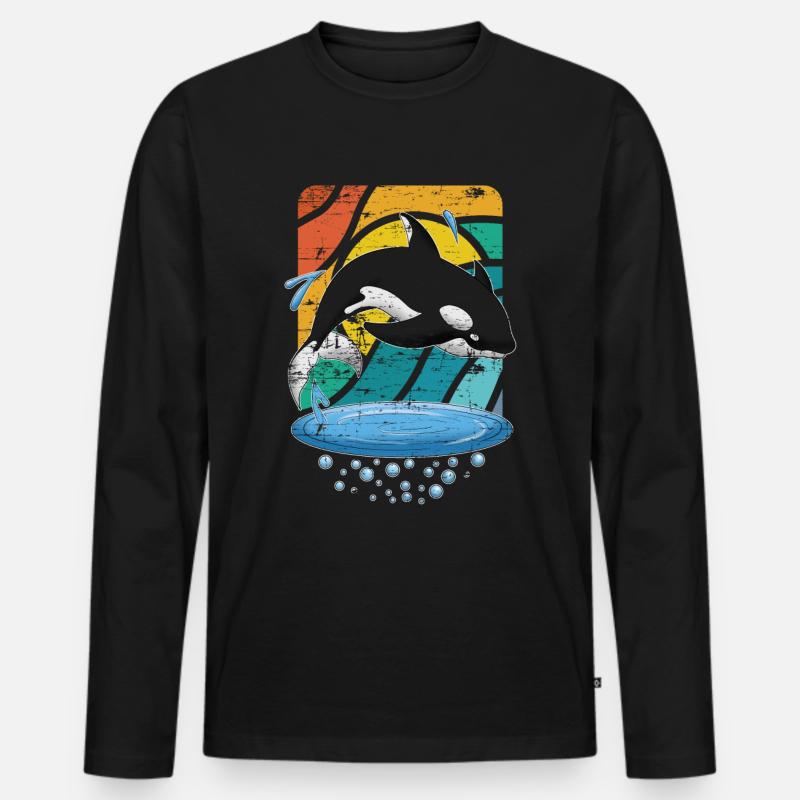Schwertwal Killerwal Orca - Männer Premium Bio Langarmshirt - Schwarz