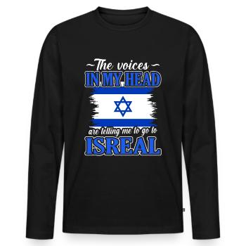 Israel - Men's Premium Organic Long Sleeve Shirt - black - Front - Nico (187cm)
