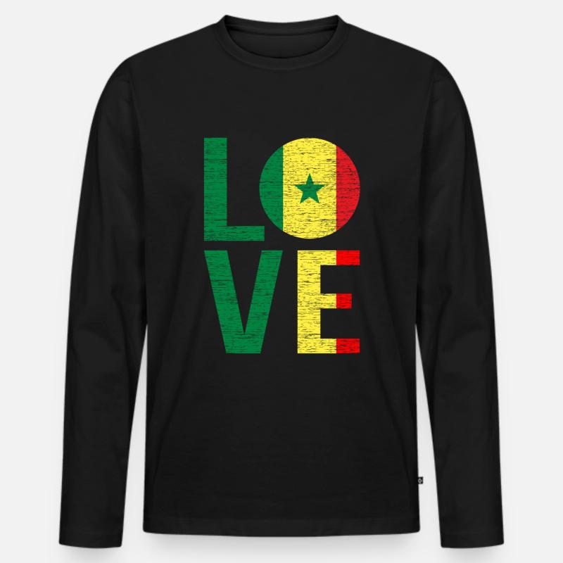 Senegal - Männer Premium Bio Langarmshirt - Schwarz