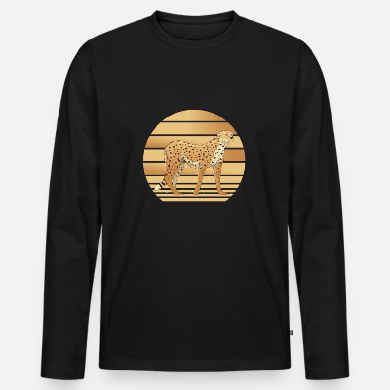 Gepard Leopard - Männer Premium Bio Langarmshirt - Schwarz