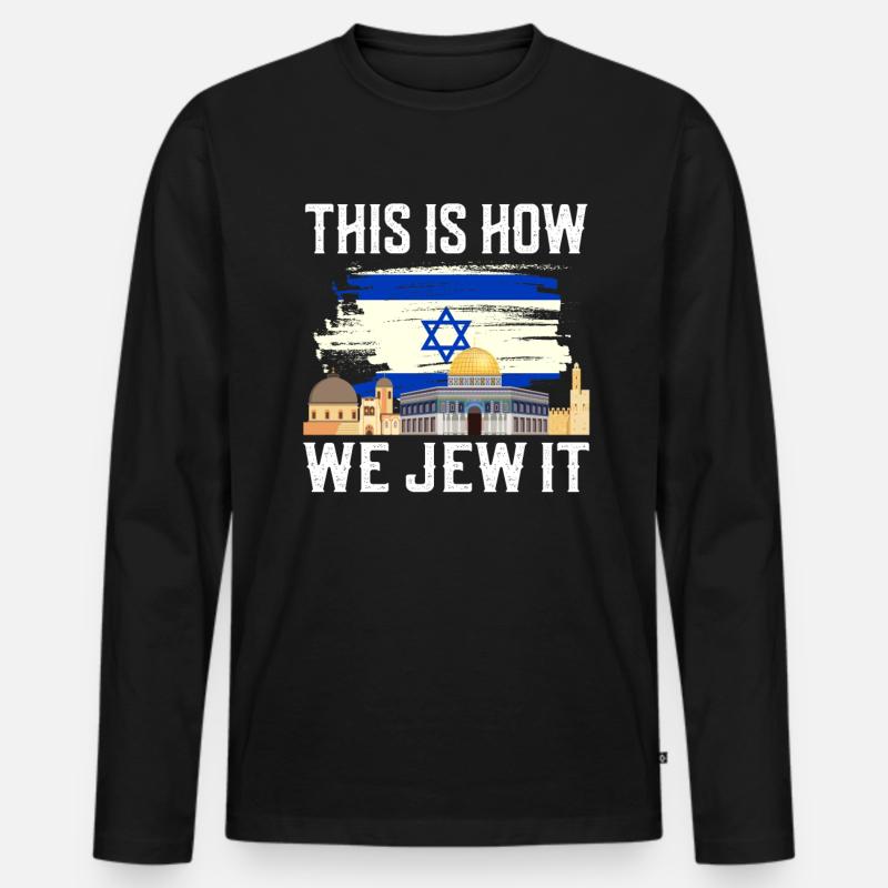 Israel - Männer Premium Bio Langarmshirt - Schwarz