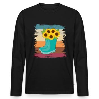 Sonnenblume - Männer Premium Bio Langarmshirt - Schwarz - Vorne - Nico (187cm)