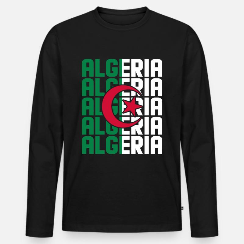 Algerien - Männer Premium Bio Langarmshirt - Schwarz